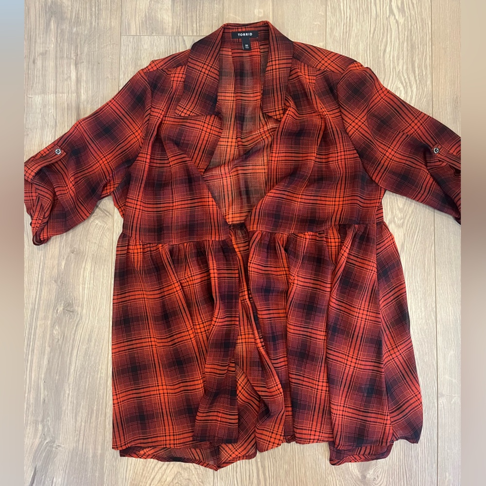 Torrid plaid sheer cover up Size 00